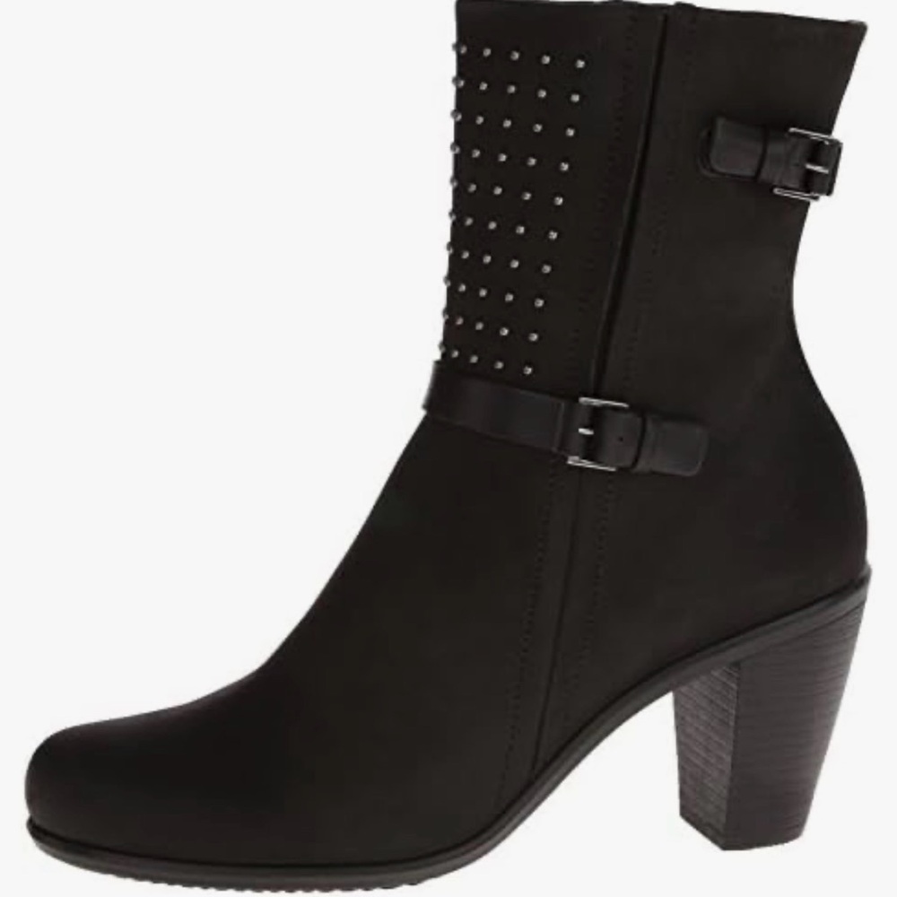 ECCO Women’s Touch 75 Mid Cut Black Studded Leather Boot SIZE US 7.5 / EU 38